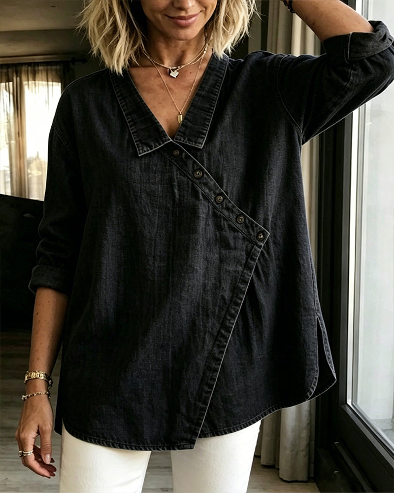Veronica - Camicia in Denim con Bottoni
