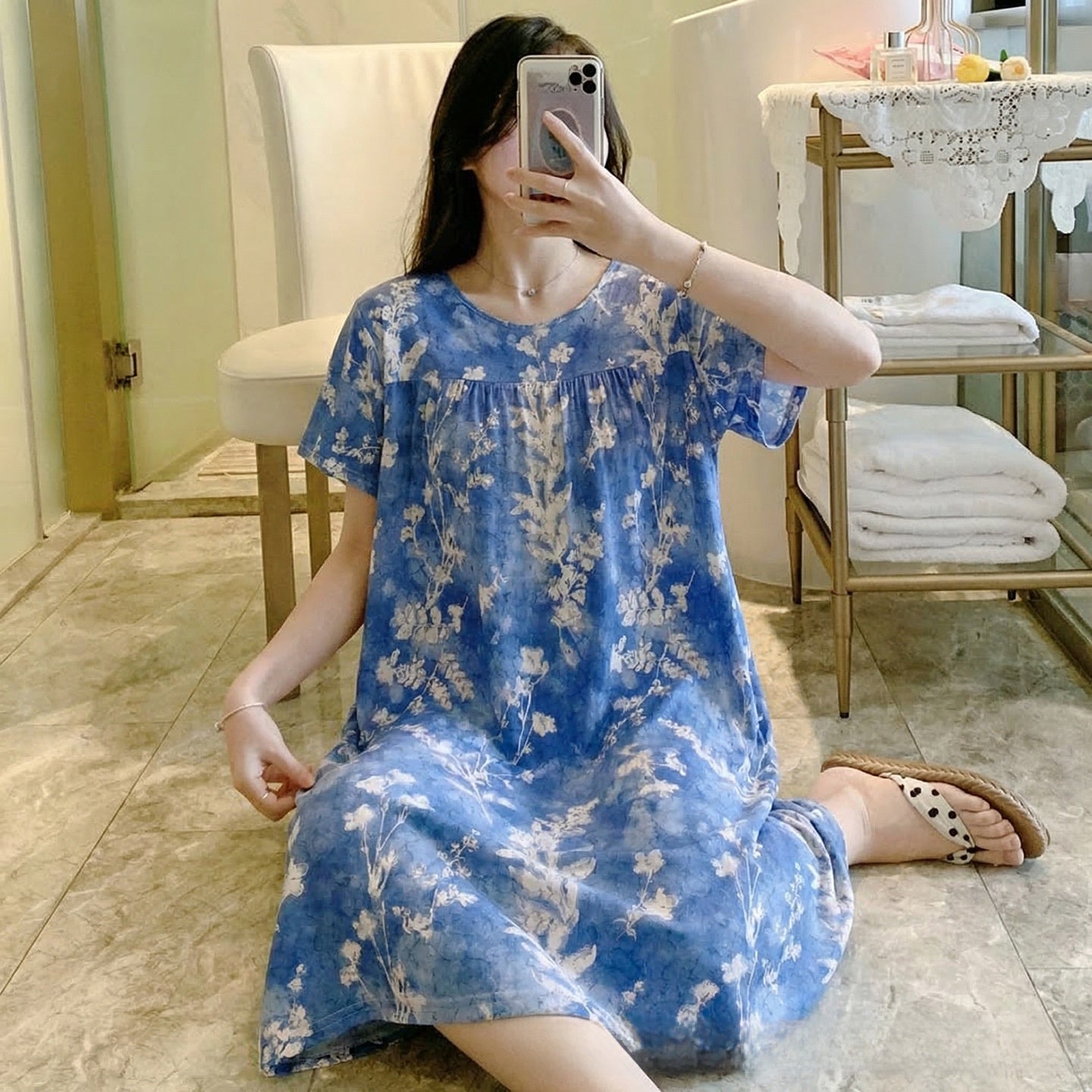 Cotton Silk Nightdress Summer Sleepwear