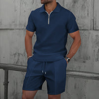 Completo sportivo da uomo con polo e bavero testurizzati