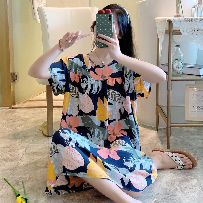 Cotton Silk Nightdress Summer Sleepwear