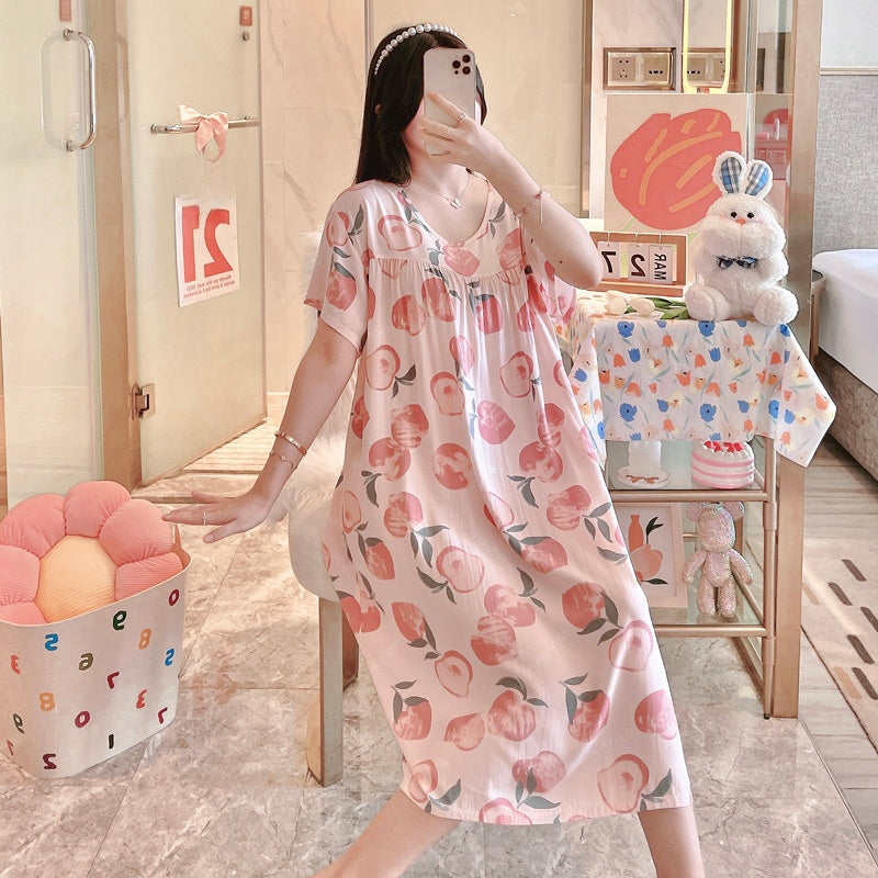 Cotton Silk Nightdress Summer Sleepwear