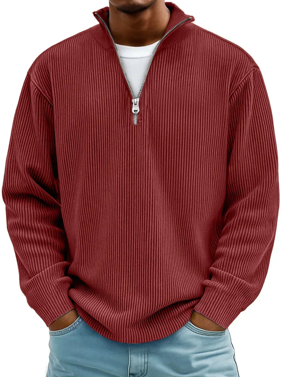 Donato | Maglione a Coste con Mezza Zip
