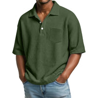 Polo uomo in maglia waffle