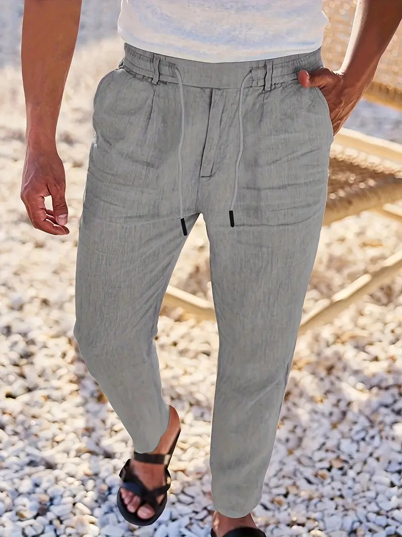 Tito | Pantaloni Larghi in Lino con Coulisse