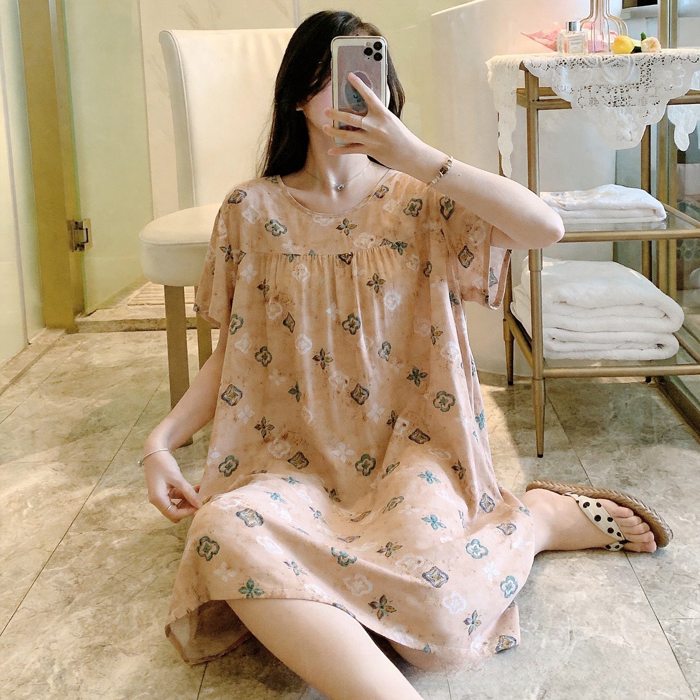 Cotton Silk Nightdress Summer Sleepwear