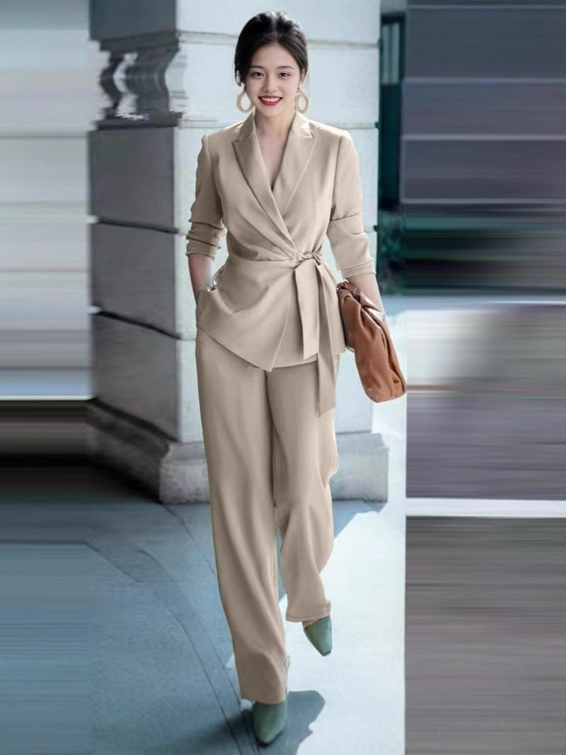 Elegant Tie-Waist Suit Set for Women