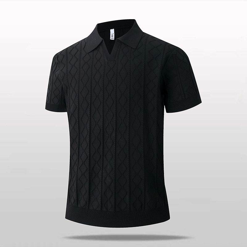 Polo a Maglia Scollo a V Maniche Corte da Uomo