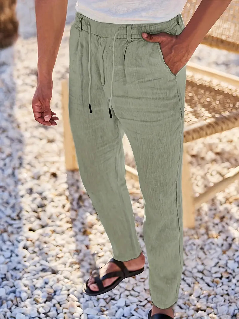 Tito | Pantaloni Larghi in Lino con Coulisse