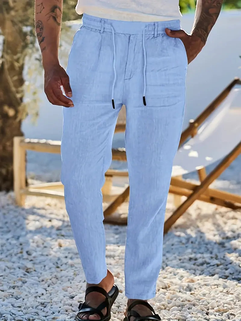 Tito | Pantaloni Larghi in Lino con Coulisse
