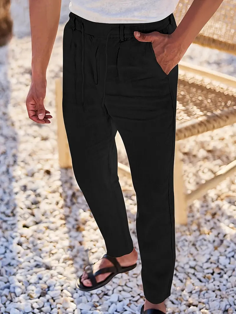 Tito | Pantaloni Larghi in Lino con Coulisse