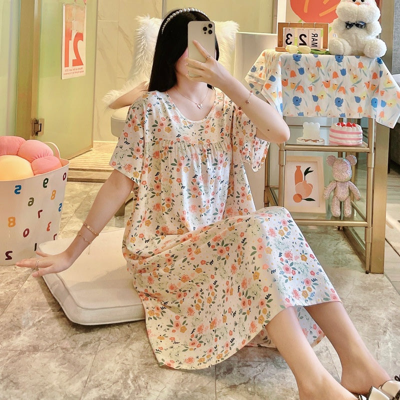 Cotton Silk Nightdress Summer Sleepwear
