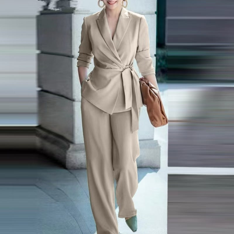 Elegant Tie-Waist Suit Set for Women