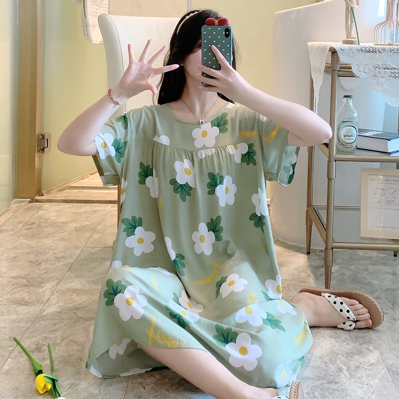 Cotton Silk Nightdress Summer Sleepwear
