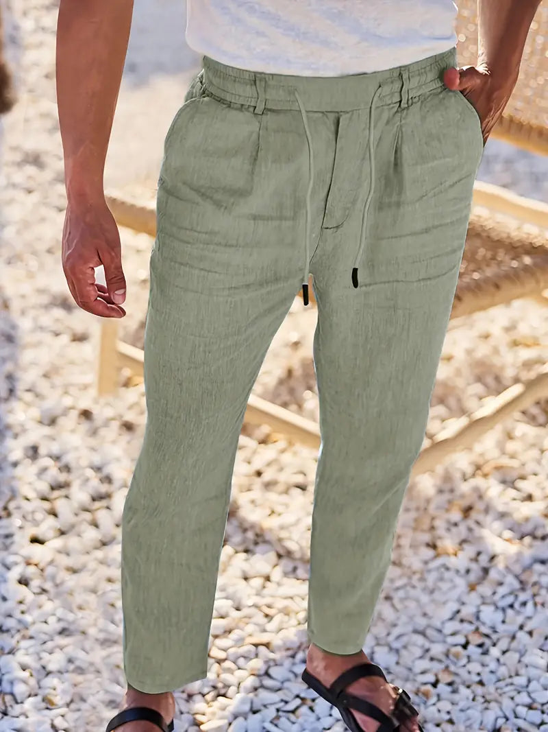 Tito | Pantaloni Larghi in Lino con Coulisse