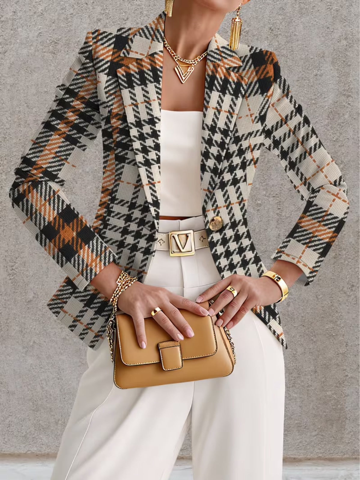 Ghislaine™ | Blazer Pied de Poule