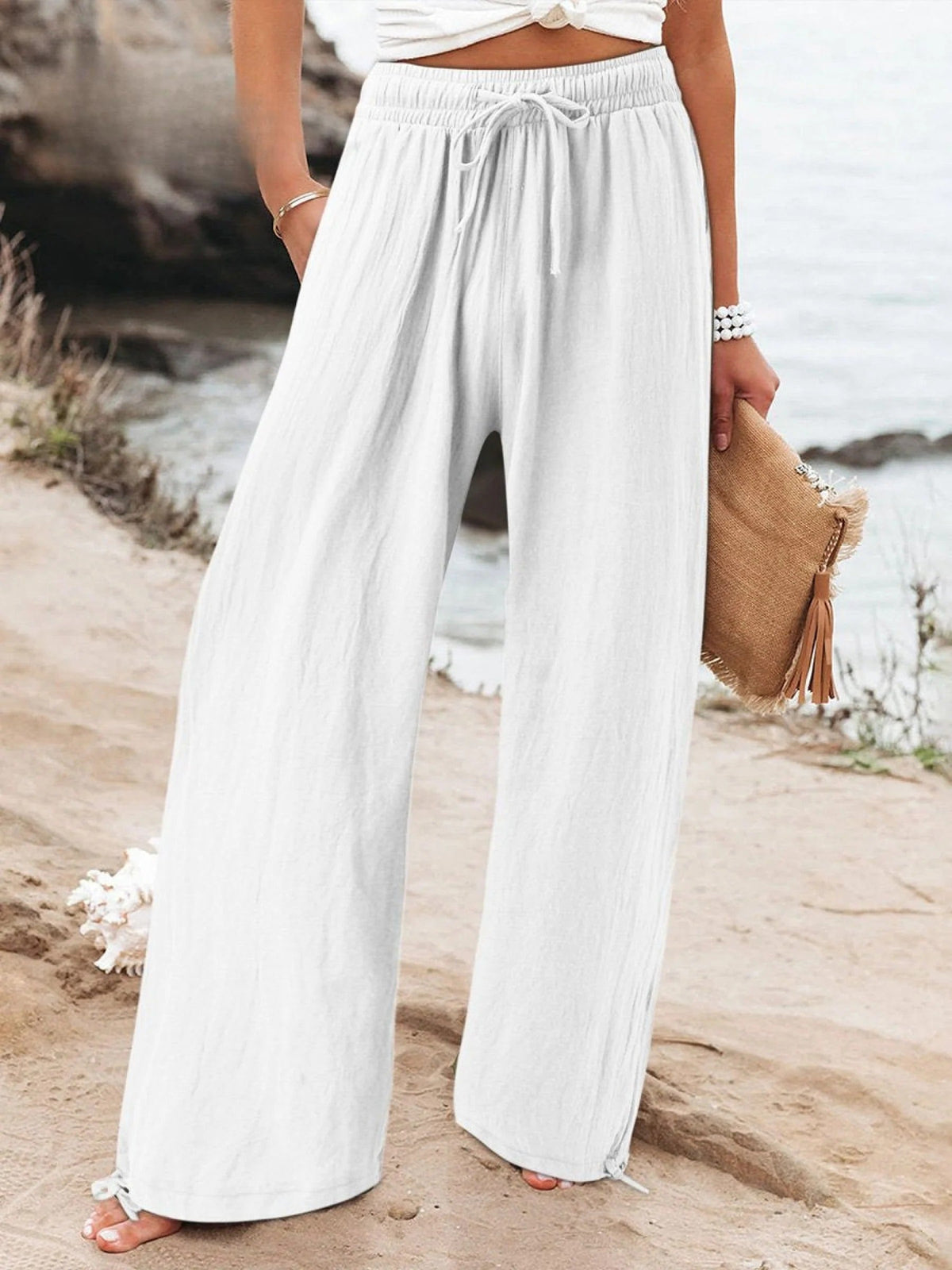 Olwen | Pantaloni Morbidi a Gamba Larga