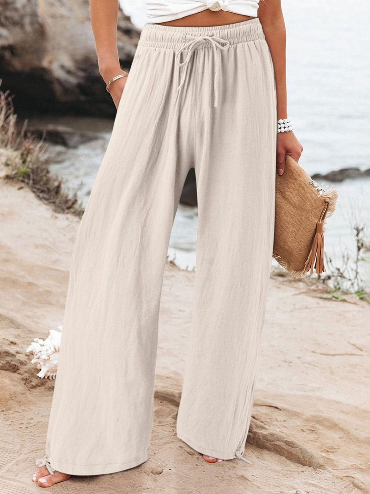 Olwen | Pantaloni Morbidi a Gamba Larga