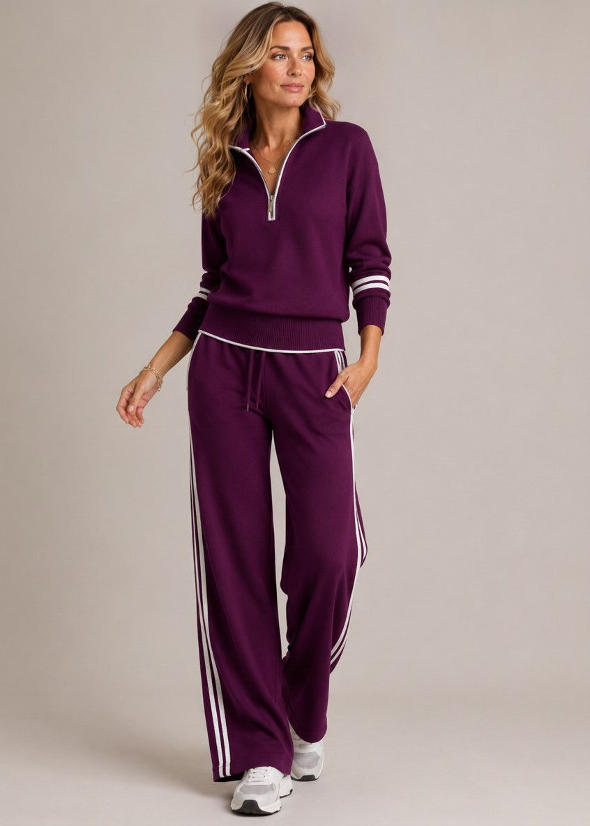Sophia | Maglione con Mezza Zip e Pantaloni a Gamba Larga