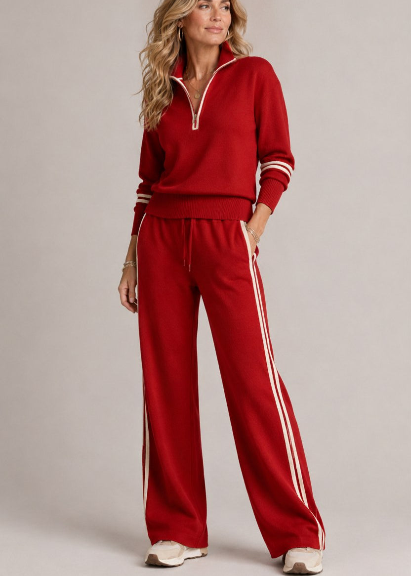 Sophia | Maglione con Mezza Zip e Pantaloni a Gamba Larga