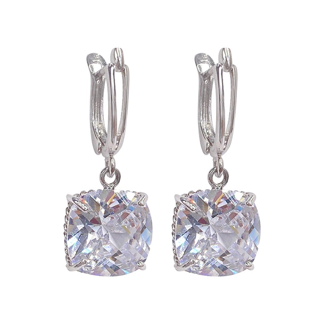 Orecchini Pendenti Zirconia Oro Bianco