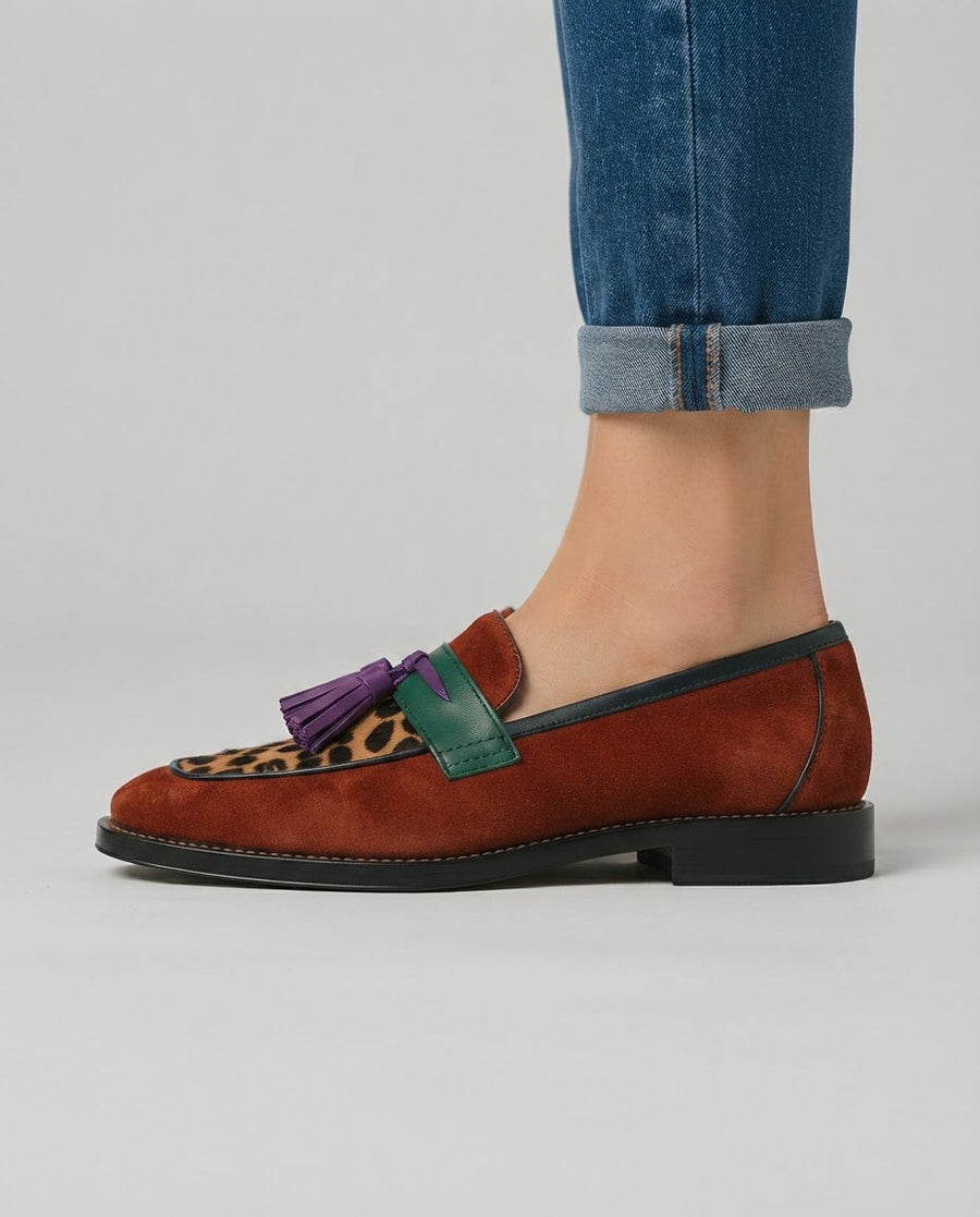 Mathilde | Mocassino Color-Block Effetto Camoscio e Leopardato