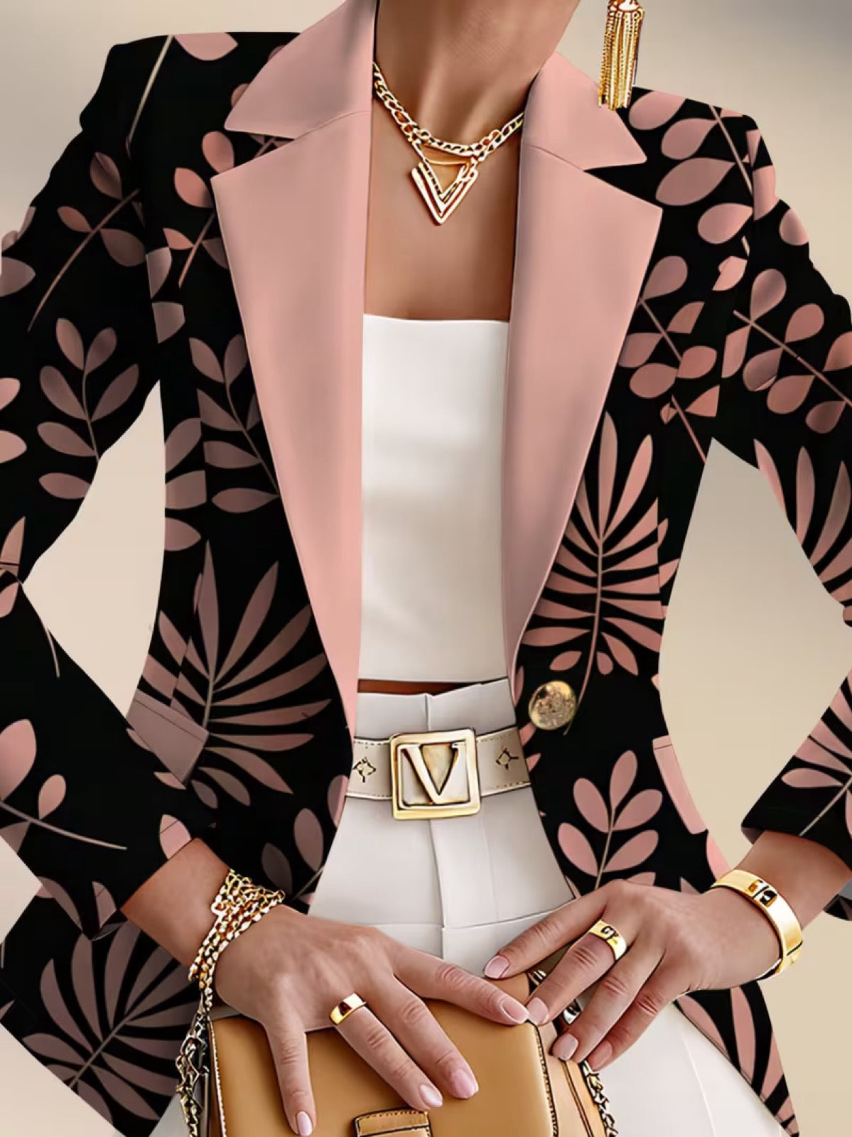 Odaya™ | Blazer Foglie Rosa