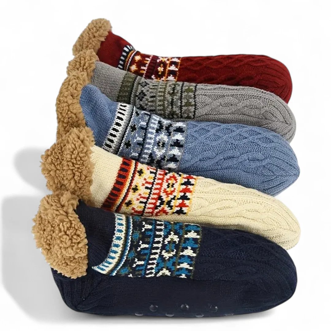 CozySocks™ – Calze Antiscivolo in Maglia Nordica con Fodera in Pile