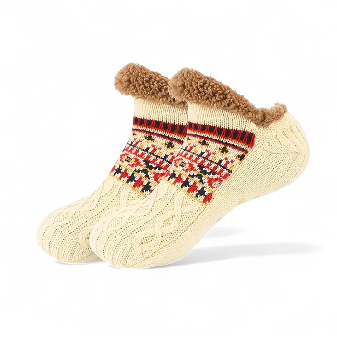 CozySocks™ – Calze Antiscivolo in Maglia Nordica con Fodera in Pile
