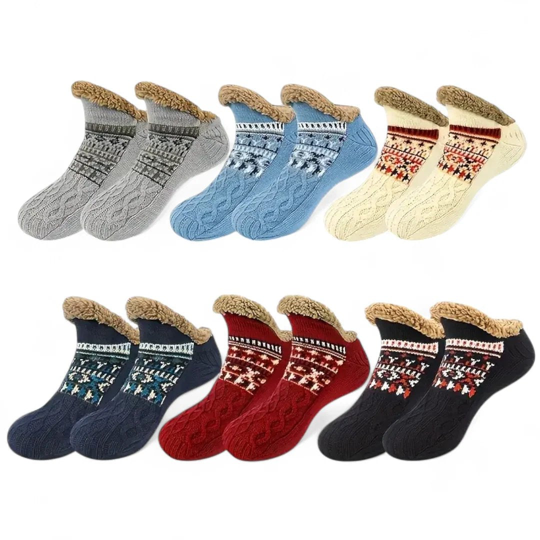 CozySocks™ – Calze Antiscivolo in Maglia Nordica con Fodera in Pile