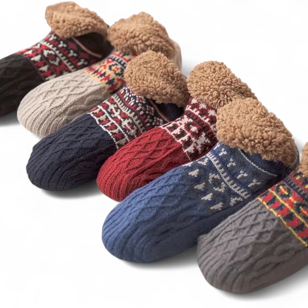 CozySocks™ – Calze Antiscivolo in Maglia Nordica con Fodera in Pile