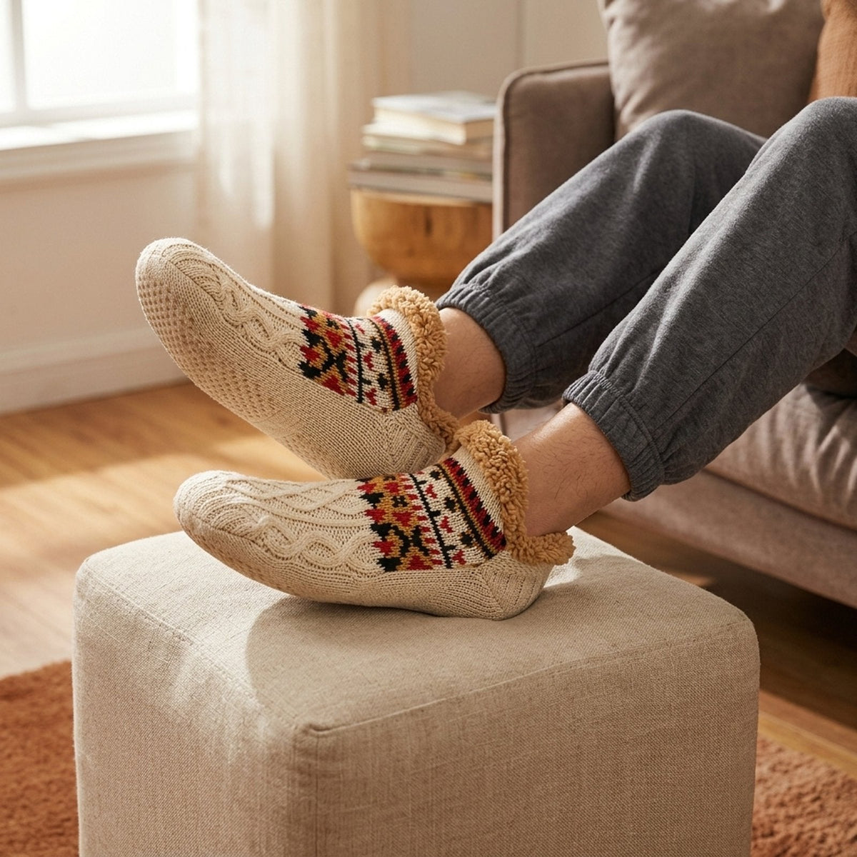 CozySocks™ – Calze Antiscivolo in Maglia Nordica con Fodera in Pile
