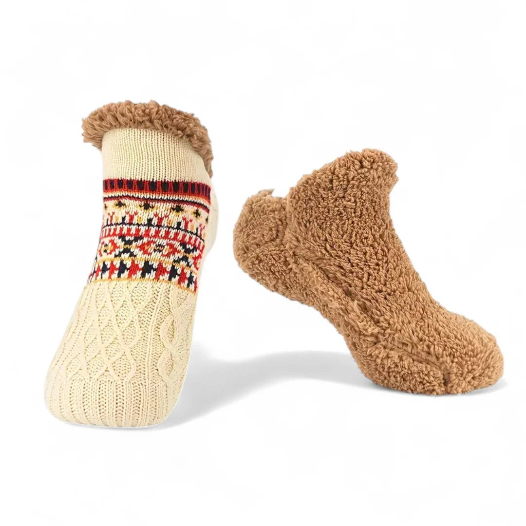 CozySocks™ – Calze Antiscivolo in Maglia Nordica con Fodera in Pile