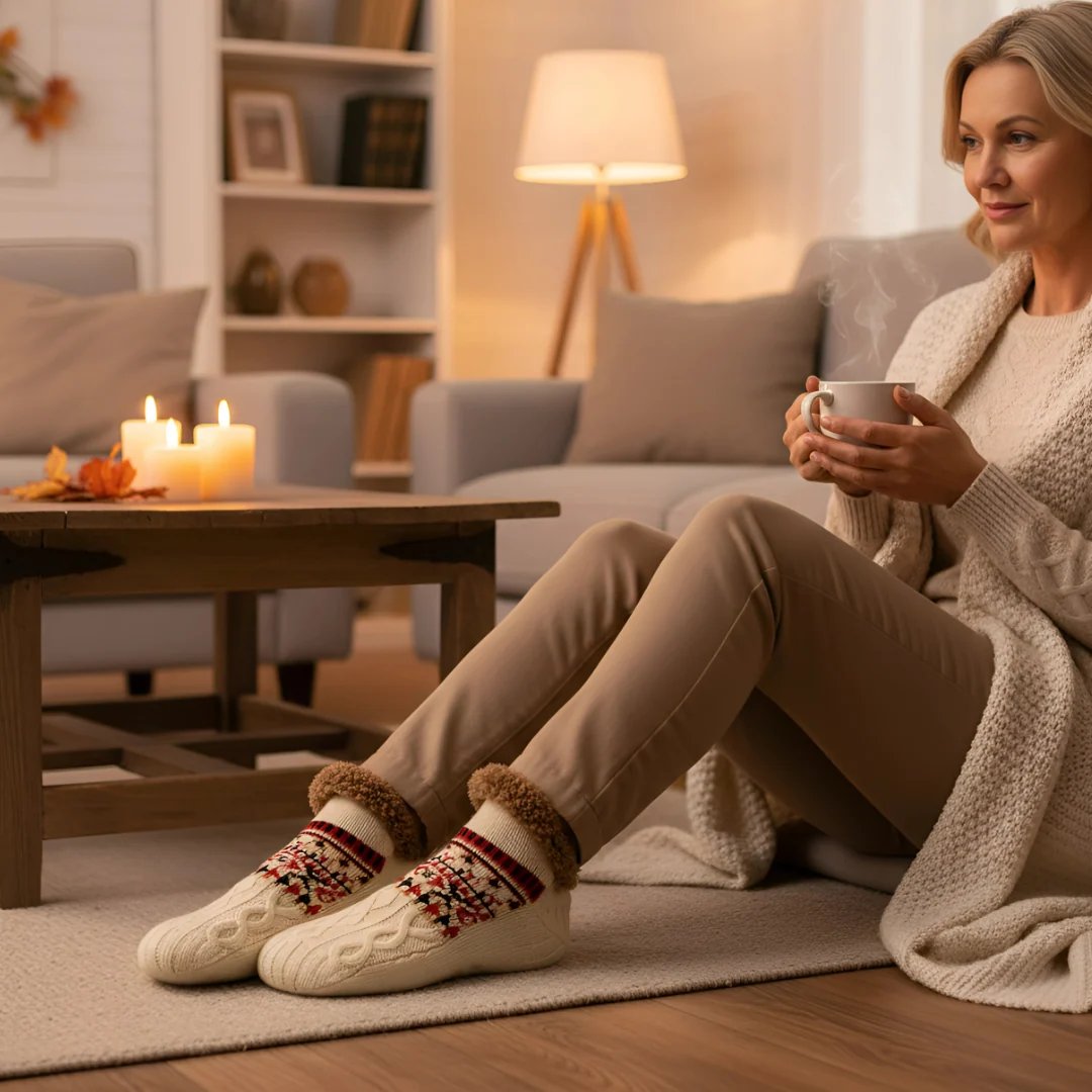 CozySocks™ – Calze Antiscivolo in Maglia Nordica con Fodera in Pile