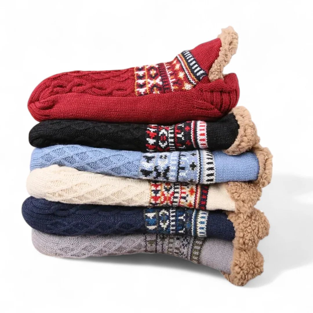 CozySocks™ – Calze Antiscivolo in Maglia Nordica con Fodera in Pile