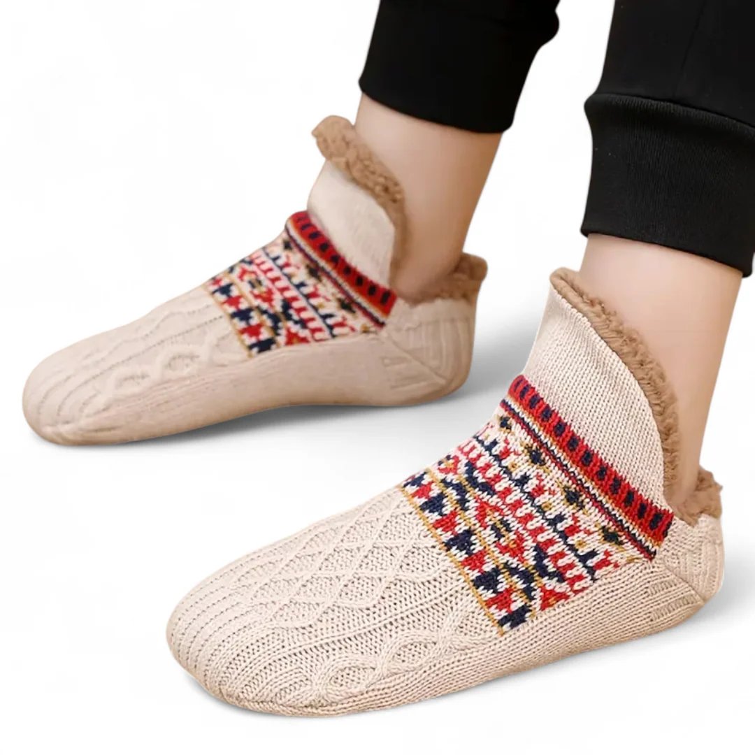 CozySocks™ – Calze Antiscivolo in Maglia Nordica con Fodera in Pile
