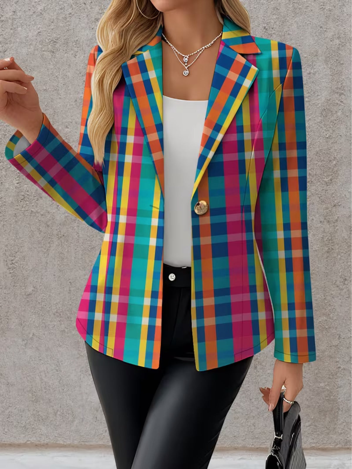 Rosaline™ | Blazer a Quadri Arcobaleno