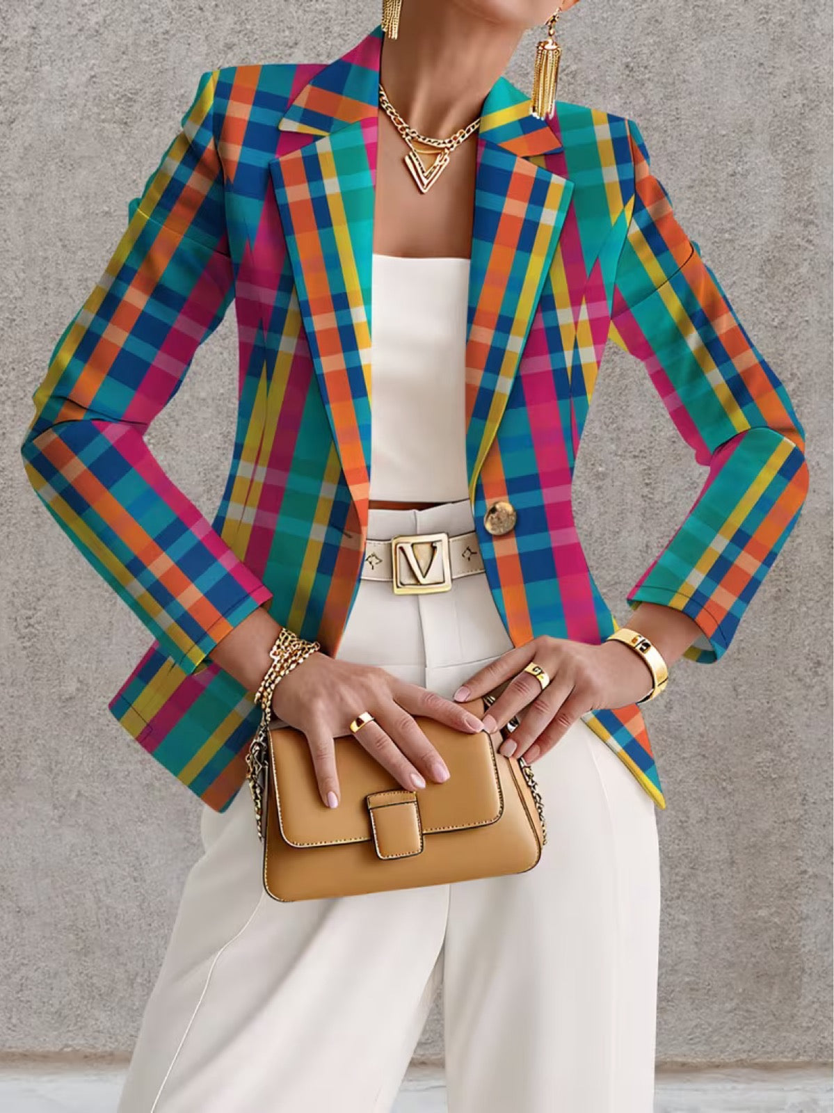 Rosaline™ | Blazer a Quadri Arcobaleno